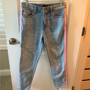 Talbots Light Blue Cropped Jeans with Pink Stripe